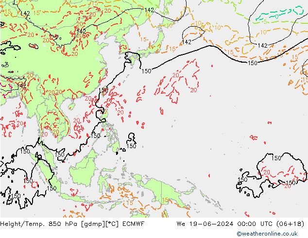 Z500/Rain (+SLP)/Z850 ECMWF  19.06.2024 00 UTC