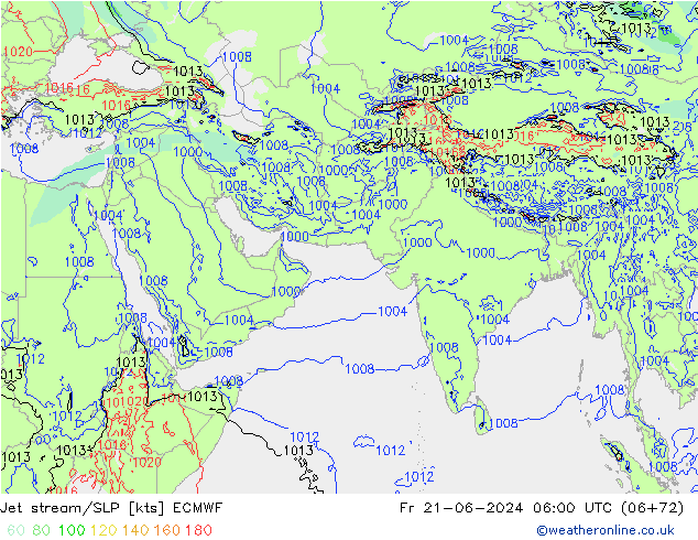 джет/приземное давление ECMWF пт 21.06.2024 06 UTC