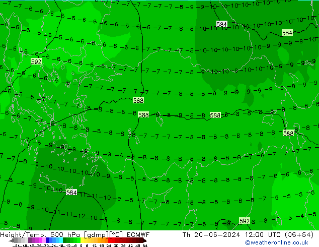 Z500/Rain (+SLP)/Z850 ECMWF чт 20.06.2024 12 UTC