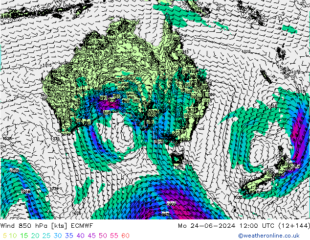 Wind 850 hPa ECMWF ma 24.06.2024 12 UTC