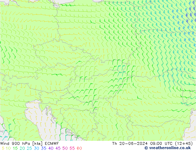 ветер 900 гПа ECMWF чт 20.06.2024 09 UTC