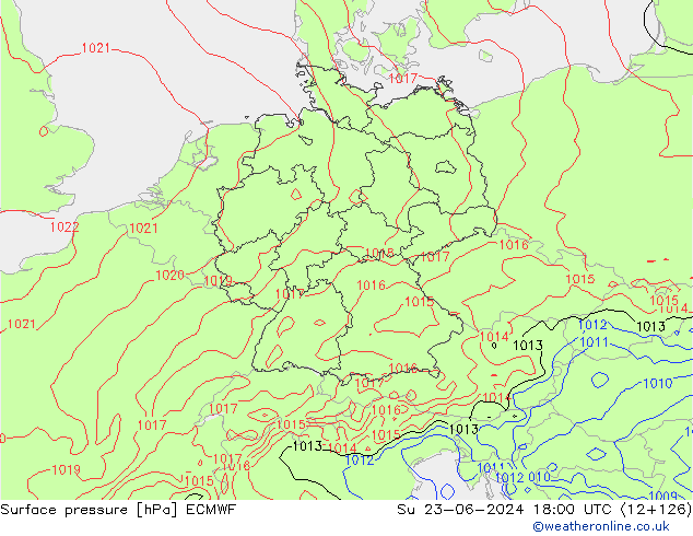 Luchtdruk (Grond) ECMWF zo 23.06.2024 18 UTC