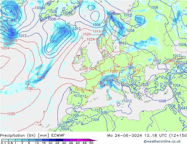 Z500/Rain (+SLP)/Z850 ECMWF Mo 24.06.2024 18 UTC