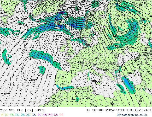Wind 950 hPa ECMWF Fr 28.06.2024 12 UTC