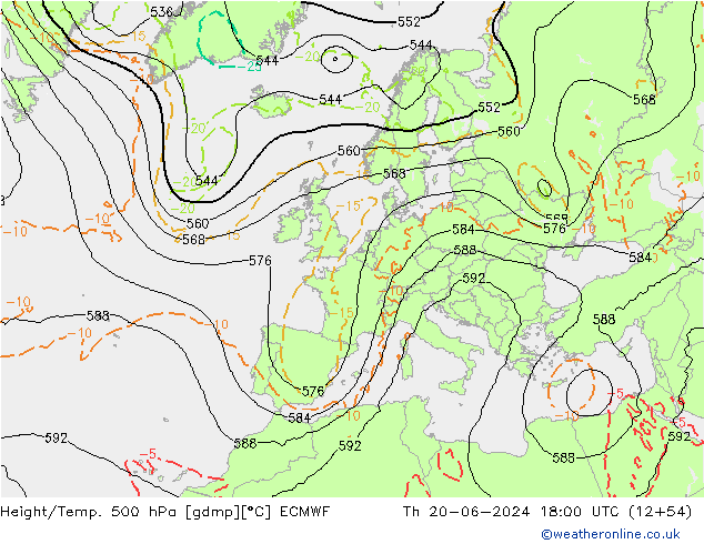 Z500/Rain (+SLP)/Z850 ECMWF gio 20.06.2024 18 UTC