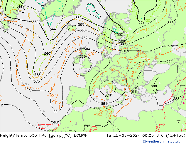 Z500/Rain (+SLP)/Z850 ECMWF Tu 25.06.2024 00 UTC