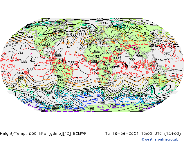 Height/Temp. 500 hPa ECMWF mar 18.06.2024 15 UTC