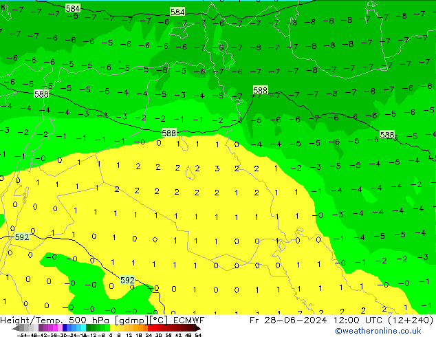 Z500/Rain (+SLP)/Z850 ECMWF Fr 28.06.2024 12 UTC