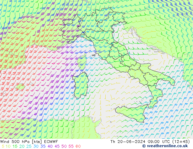 Wind 500 hPa ECMWF Do 20.06.2024 09 UTC