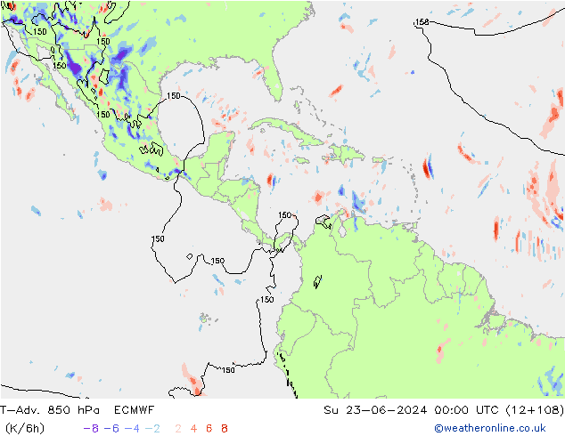 T-Adv. 850 hPa ECMWF zo 23.06.2024 00 UTC