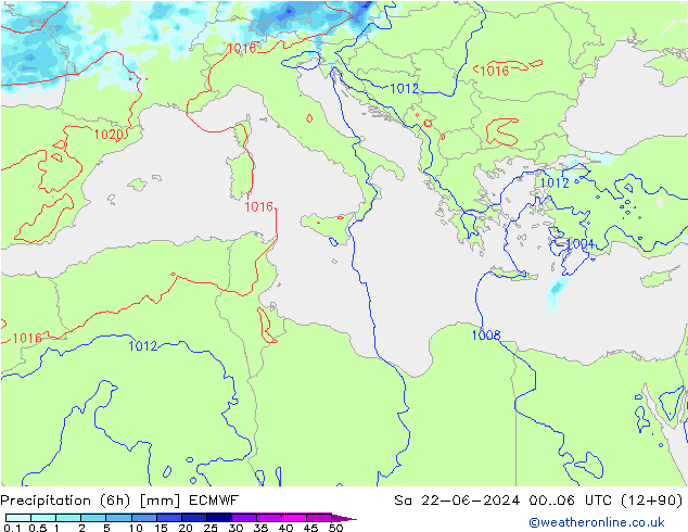 opad (6h) ECMWF so. 22.06.2024 06 UTC