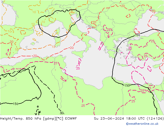 Z500/Rain (+SLP)/Z850 ECMWF dom 23.06.2024 18 UTC