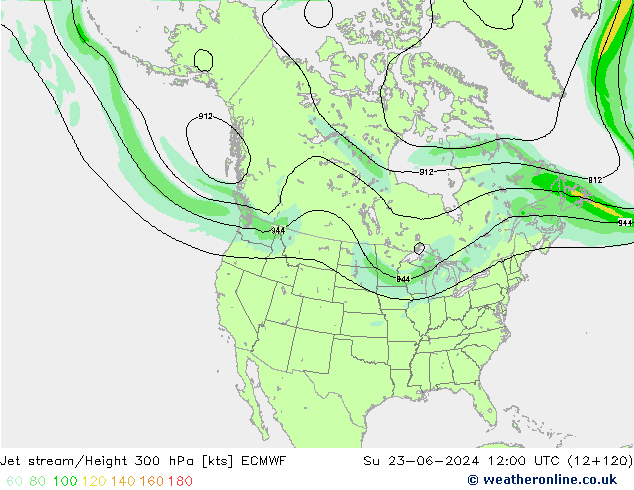 Jet stream/Height 300 hPa ECMWF Su 23.06.2024 12 UTC