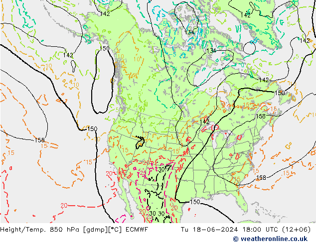 Z500/Rain (+SLP)/Z850 ECMWF 星期二 18.06.2024 18 UTC