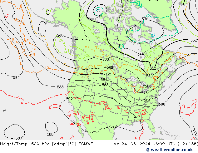 Z500/Rain (+SLP)/Z850 ECMWF пн 24.06.2024 06 UTC