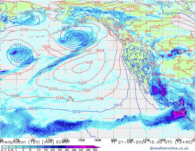 Yağış (12h) ECMWF Cu 21.06.2024 00 UTC