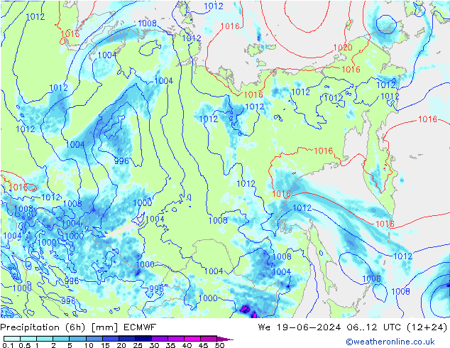 Z500/Rain (+SLP)/Z850 ECMWF We 19.06.2024 12 UTC