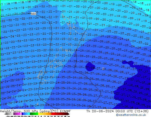 Z500/Rain (+SLP)/Z850 ECMWF Th 20.06.2024 00 UTC