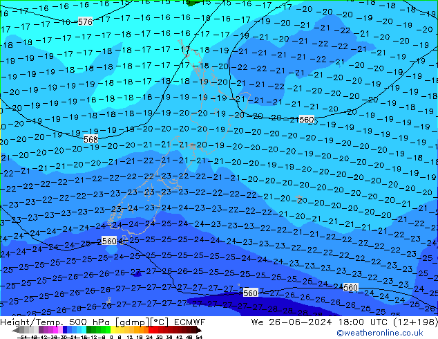 Z500/Rain (+SLP)/Z850 ECMWF St 26.06.2024 18 UTC