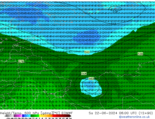 Z500/Rain (+SLP)/Z850 ECMWF So 22.06.2024 06 UTC