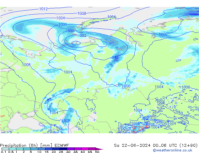 Z500/Rain (+SLP)/Z850 ECMWF sam 22.06.2024 06 UTC