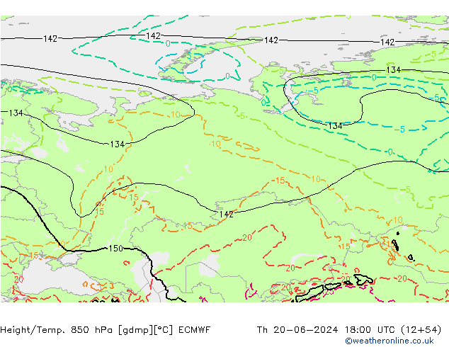 Z500/Rain (+SLP)/Z850 ECMWF Th 20.06.2024 18 UTC