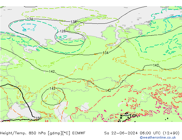 Z500/Rain (+SLP)/Z850 ECMWF sam 22.06.2024 06 UTC