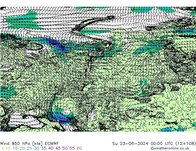 Wind 850 hPa ECMWF Su 23.06.2024 00 UTC