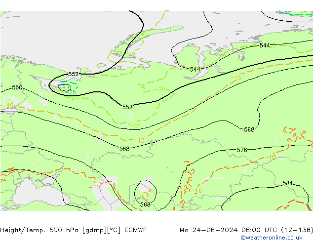 Z500/Rain (+SLP)/Z850 ECMWF  24.06.2024 06 UTC