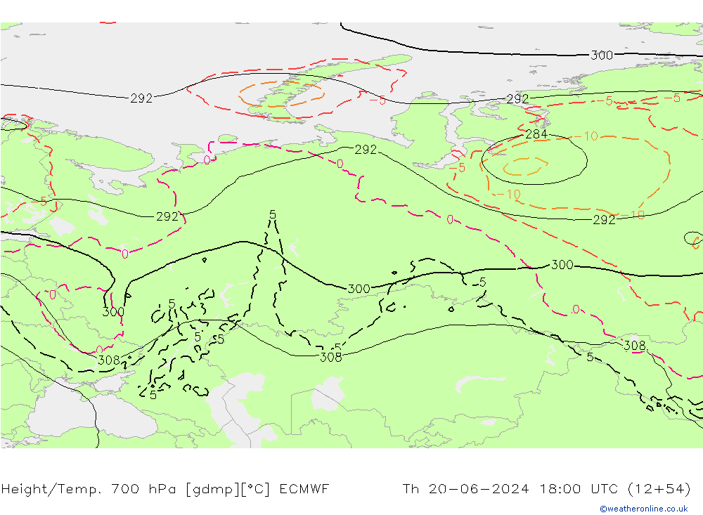 Height/Temp. 700 hPa ECMWF Th 20.06.2024 18 UTC