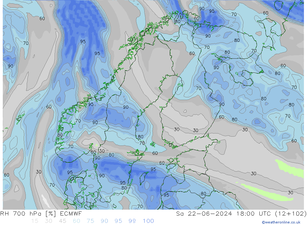 RV 700 hPa ECMWF za 22.06.2024 18 UTC