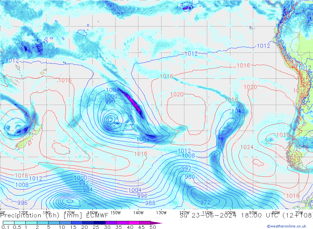 Precipitation (6h) ECMWF Ne 23.06.2024 00 UTC