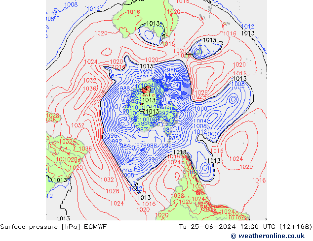 Pressione al suolo ECMWF mar 25.06.2024 12 UTC