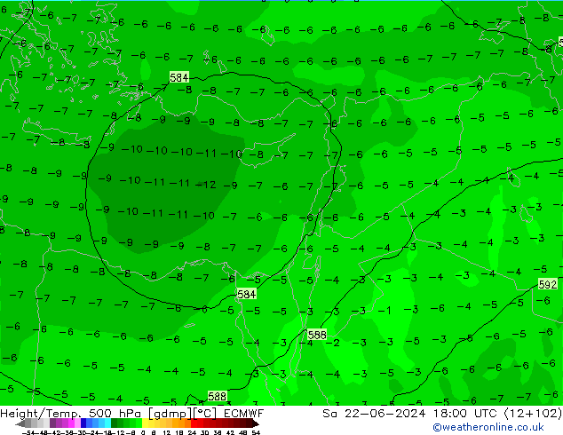 Z500/Rain (+SLP)/Z850 ECMWF sam 22.06.2024 18 UTC