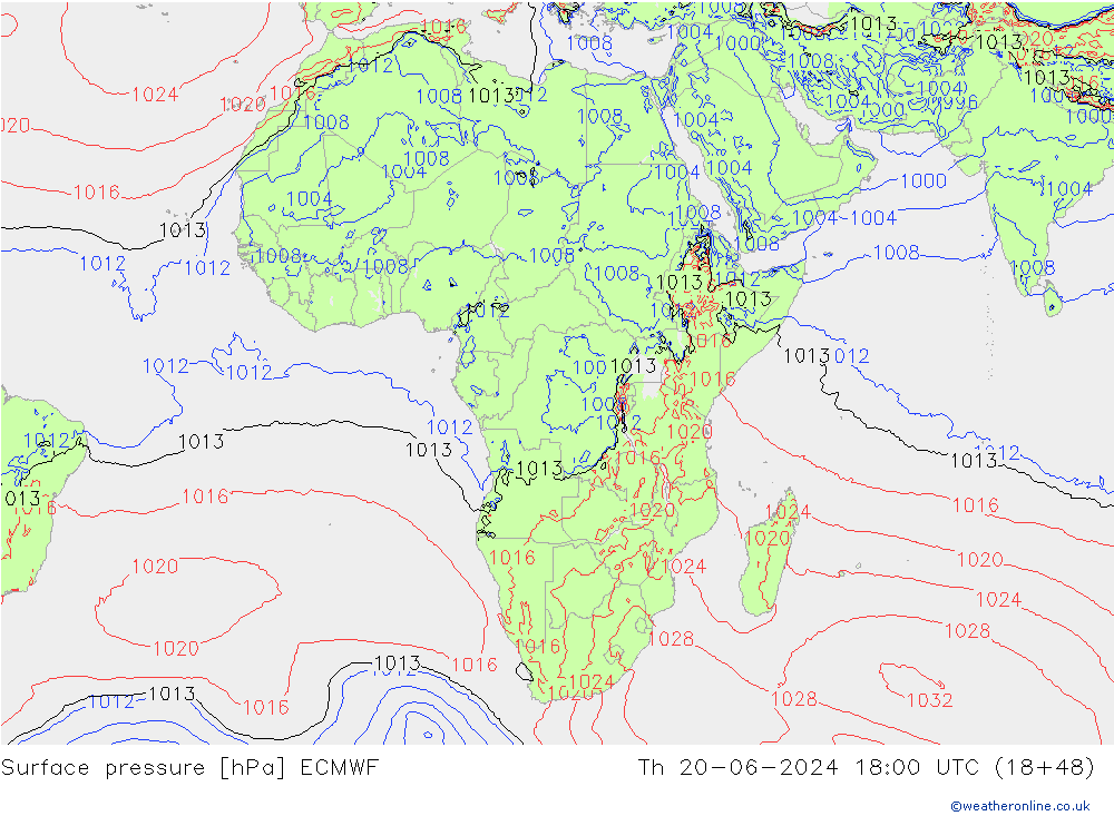 Luchtdruk (Grond) ECMWF do 20.06.2024 18 UTC