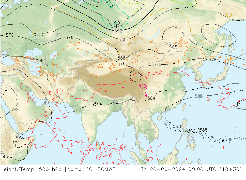 Z500/Rain (+SLP)/Z850 ECMWF jeu 20.06.2024 00 UTC