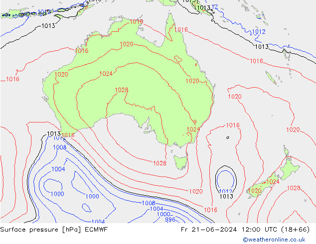 Surface pressure ECMWF Fr 21.06.2024 12 UTC