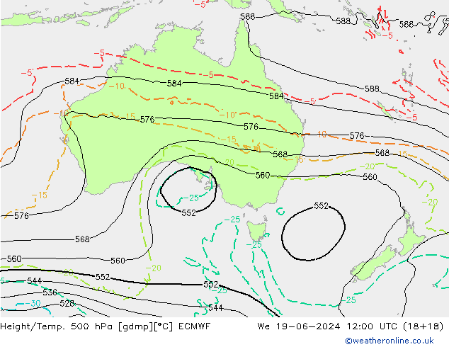 Z500/Regen(+SLP)/Z850 ECMWF wo 19.06.2024 12 UTC