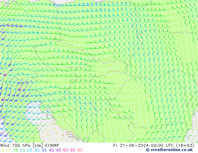 Wind 700 hPa ECMWF Fr 21.06.2024 09 UTC