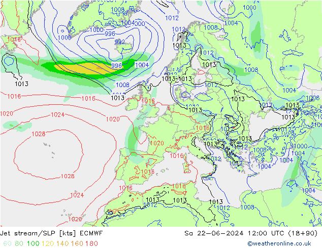Polarjet/Bodendruck ECMWF Sa 22.06.2024 12 UTC