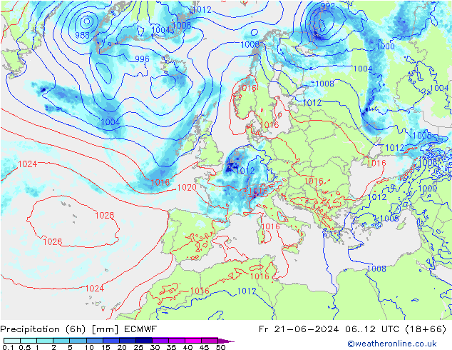 Z500/Rain (+SLP)/Z850 ECMWF  21.06.2024 12 UTC