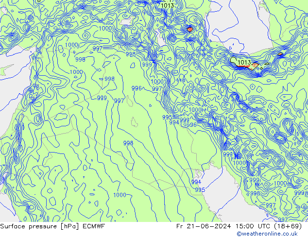 Pressione al suolo ECMWF ven 21.06.2024 15 UTC