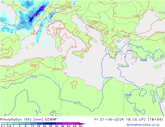 Z500/Rain (+SLP)/Z850 ECMWF  21.06.2024 00 UTC