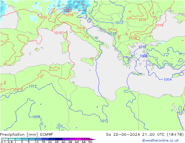 Precipitation ECMWF Sa 22.06.2024 00 UTC