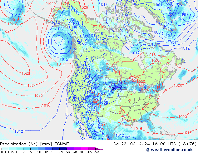 Z500/Rain (+SLP)/Z850 ECMWF so. 22.06.2024 00 UTC