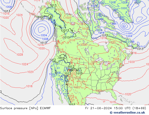 приземное давление ECMWF пт 21.06.2024 15 UTC