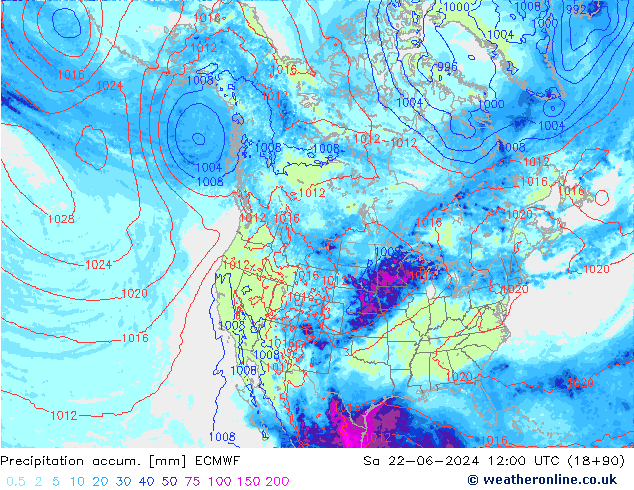 Toplam Yağış ECMWF Cts 22.06.2024 12 UTC