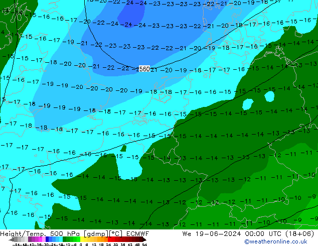 Z500/Rain (+SLP)/Z850 ECMWF Mi 19.06.2024 00 UTC