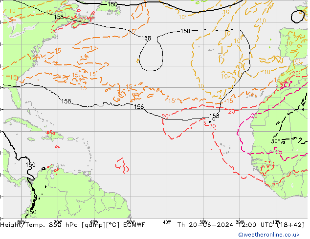 Z500/Rain (+SLP)/Z850 ECMWF Th 20.06.2024 12 UTC