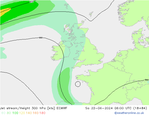 Jet stream ECMWF Sáb 22.06.2024 06 UTC